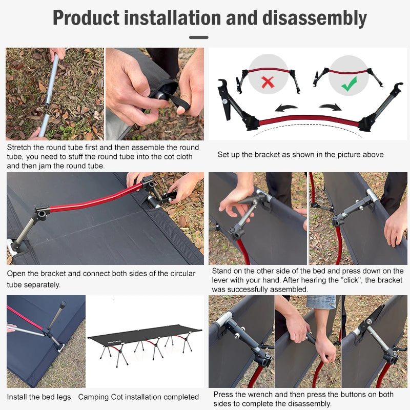 Camping Cot with Leg Extenders Portable Folding Bed