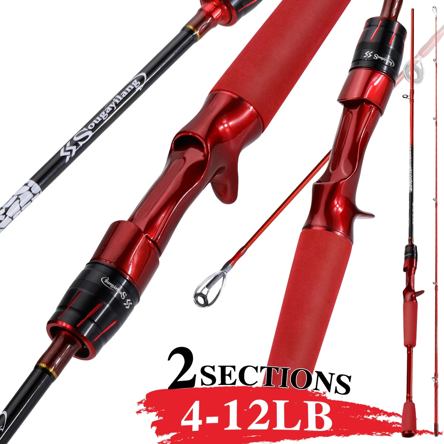 1.8m Carbon Fishing Rod 2 Sections 4-12LB