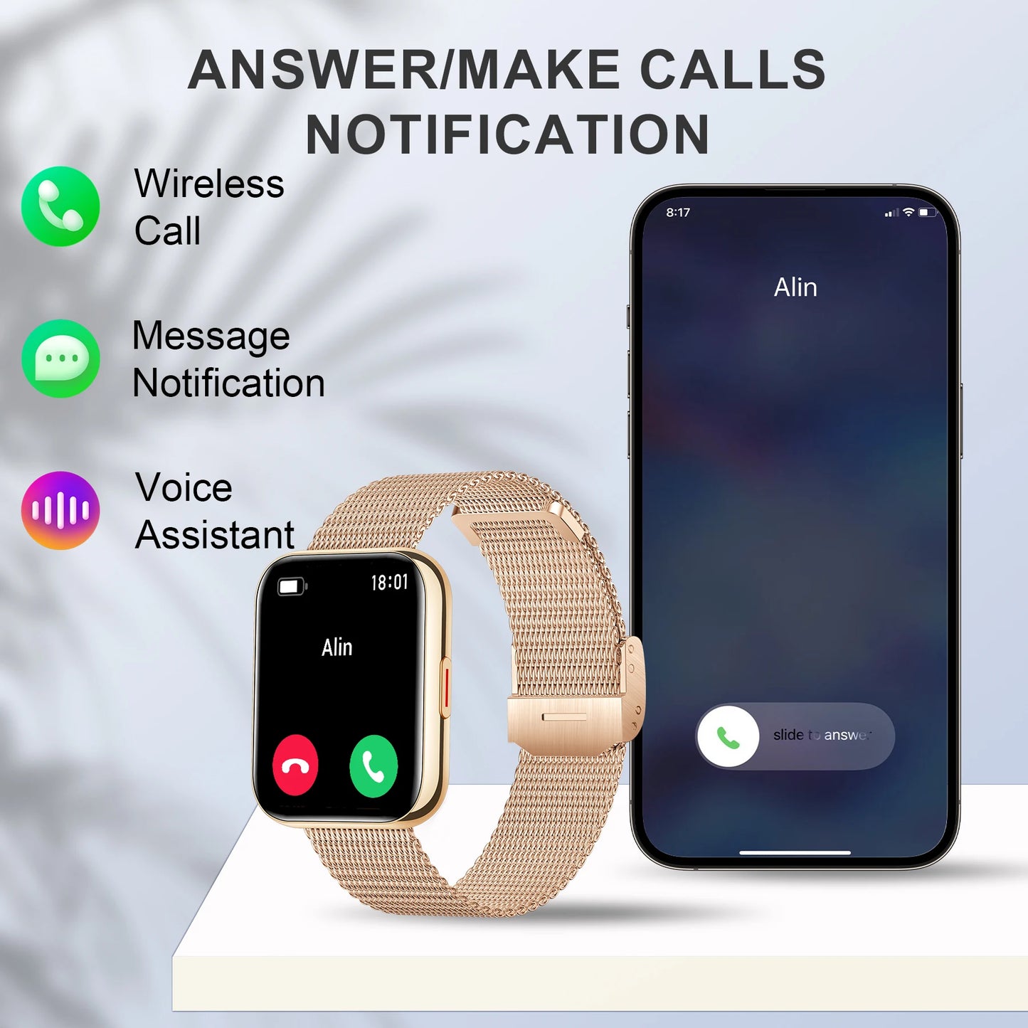 Women Smart Watch,Wireless Calls Watch for iPhone/