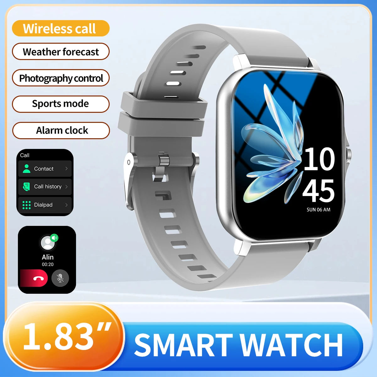 Outdoor sports smartwatch, wireless calling, information reminder,