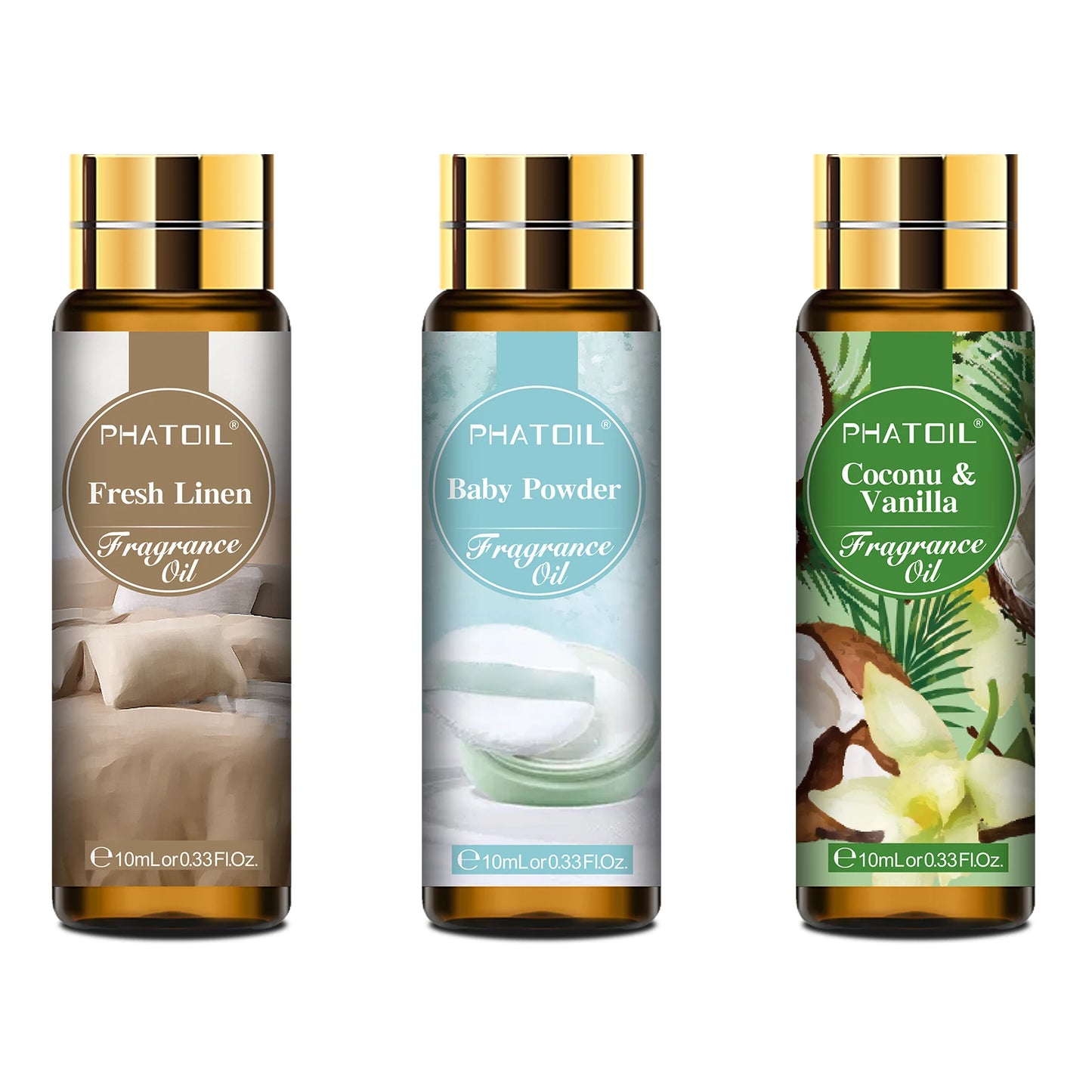 3 PCS Fragrance Oils Set - 10 ml Coconut Vanilla,White Musk,Black