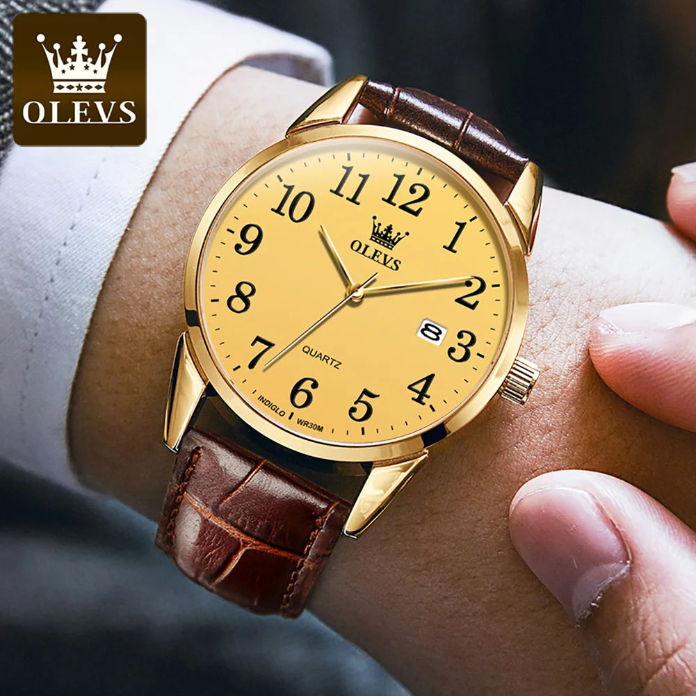 Quartz Watch for Men and Women Leather Strap Waterproof