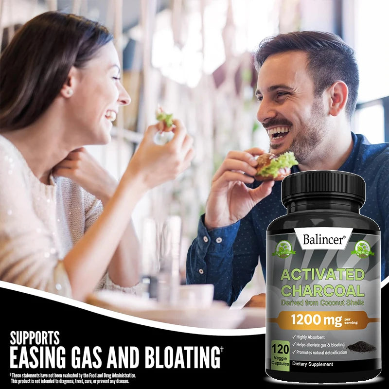 Charcoal Capsules 1,200 Mg - Organic Coconut Shell,