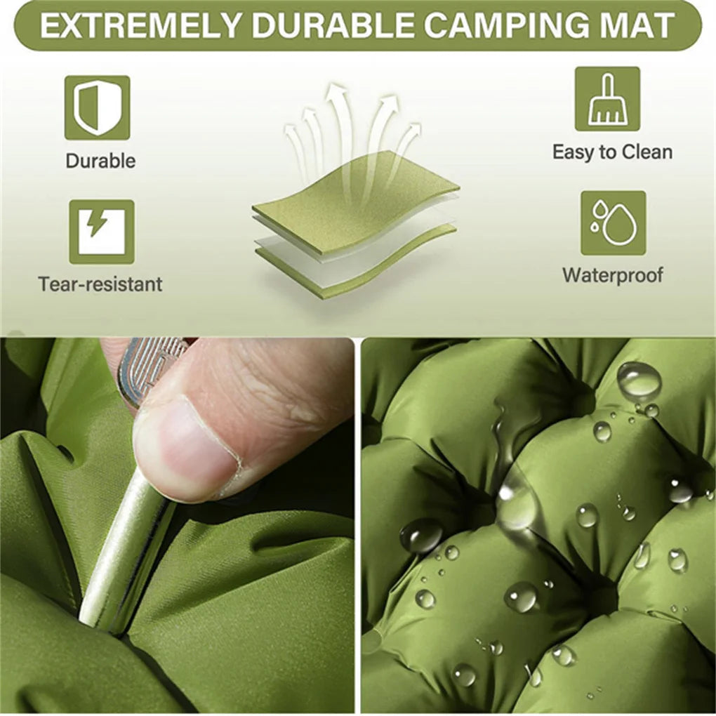 Double Air Mattress with Pillow,   Foot Pump, 4-inch Camping