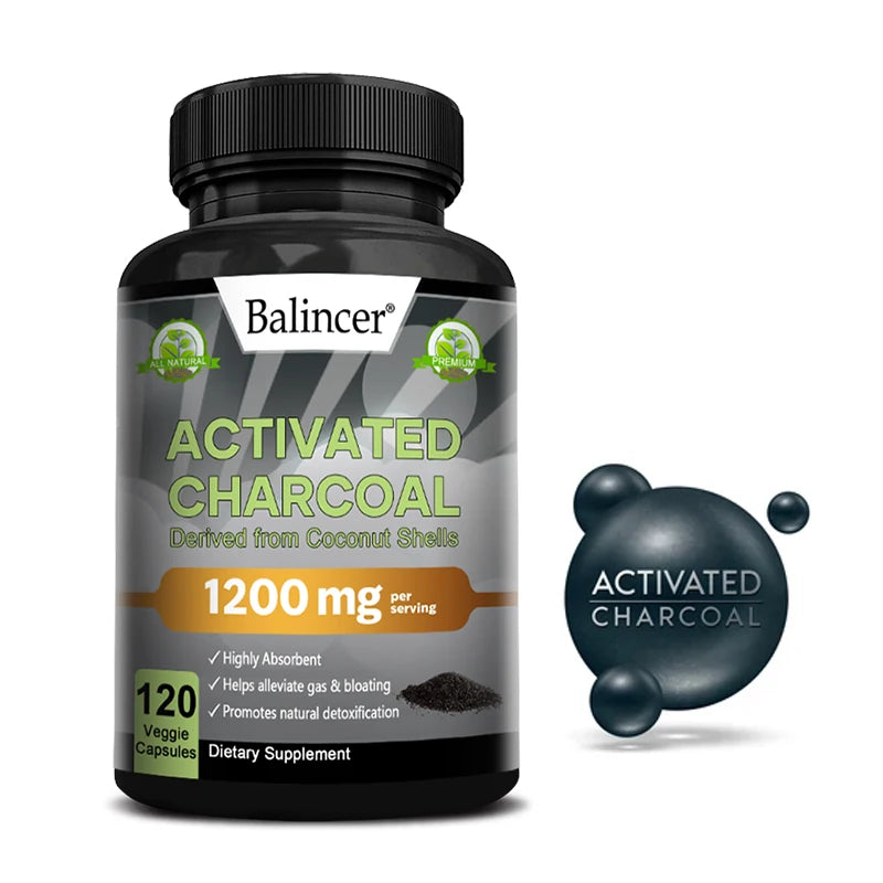 Charcoal Capsules 1,200 Mg - Organic Coconut Shell,