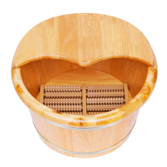 Wooden Bucket Foot Bath Massage,  and Lid,